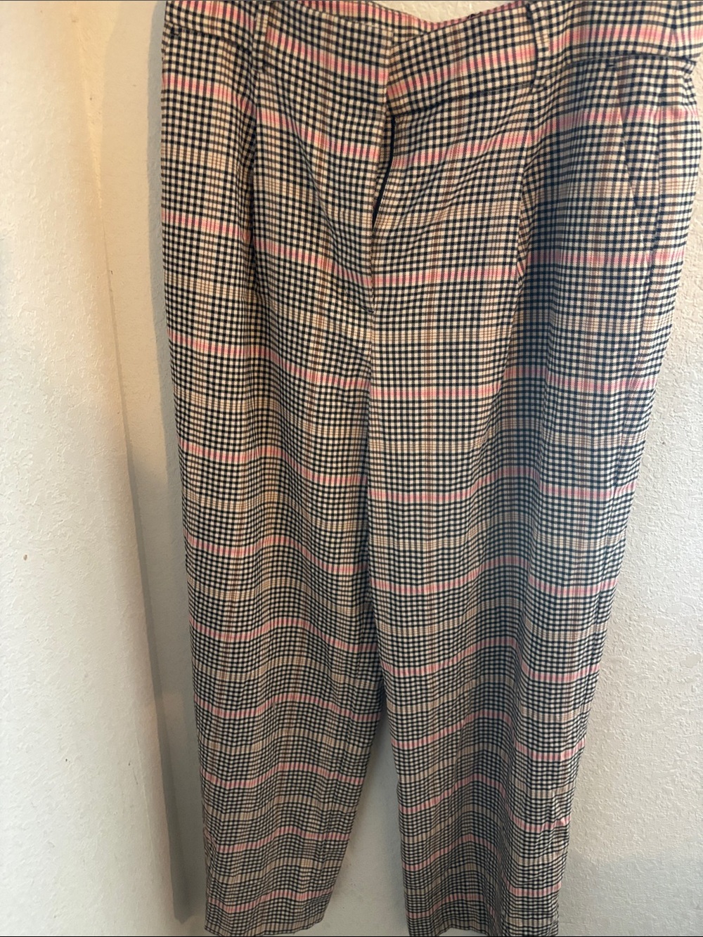 LOFT Plaid Trousers in Black, Pink, Cream